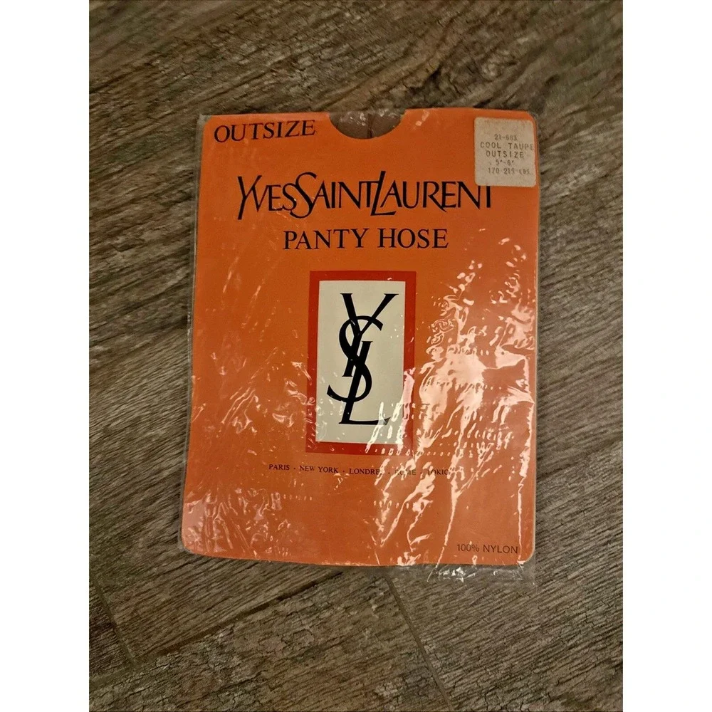 VTG Yves Saint Laurent‎ Pantyhose Cool Taupe Outsize 100% Nylon YSL Tights NEW