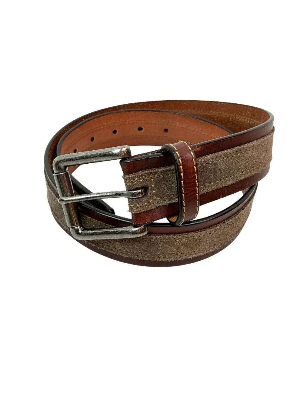 Johnston & Murphy Suede Genuine Leather Belt Mens 32 Brown Gray