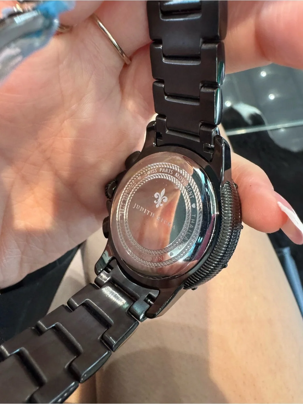 New Judith Ripka Black Chronograph Watch Black MOP Crystal Bezel