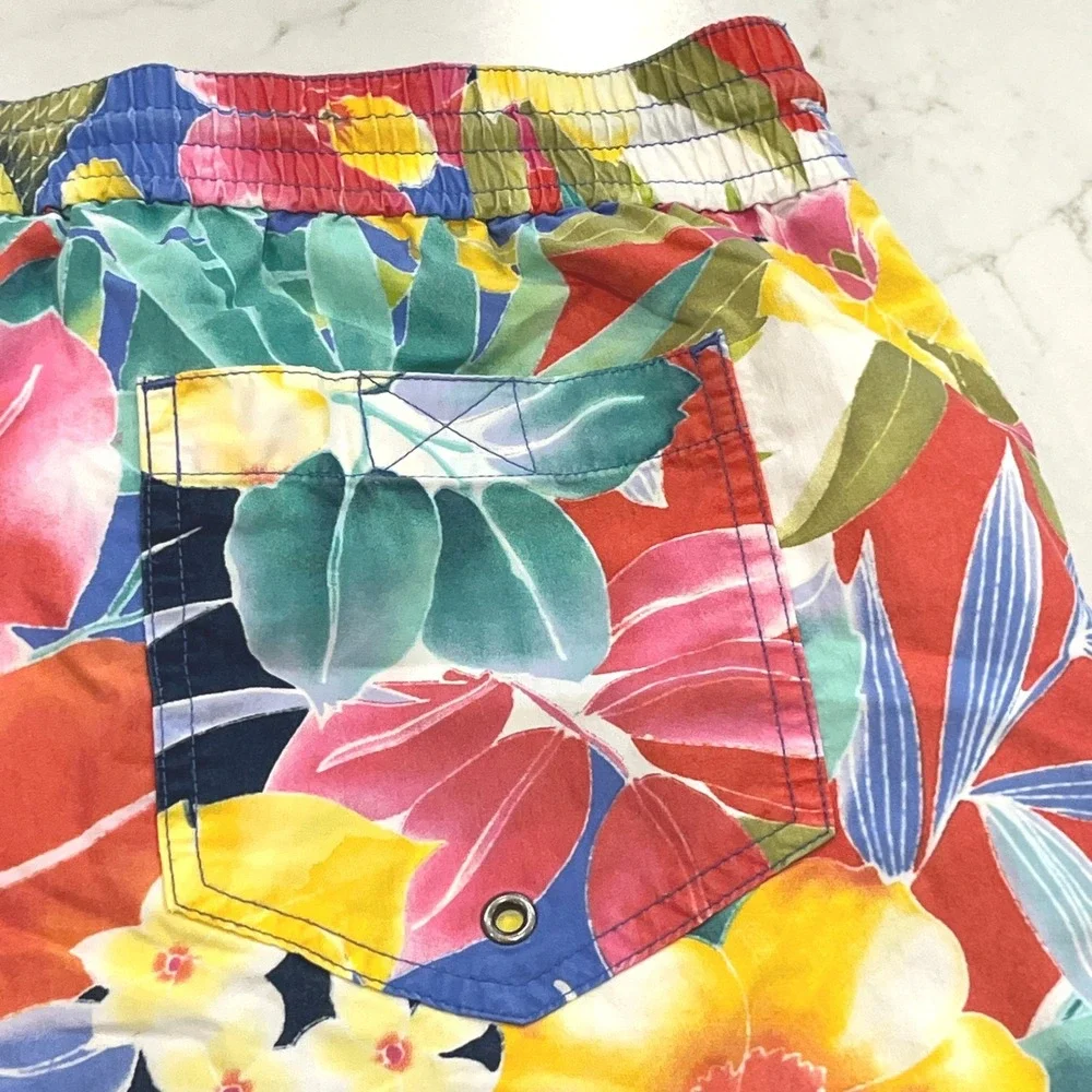 Polo Ralph Lauren Swim Trunks Mens XXL Multicolor Cotton Nylon Floral Tropical‎