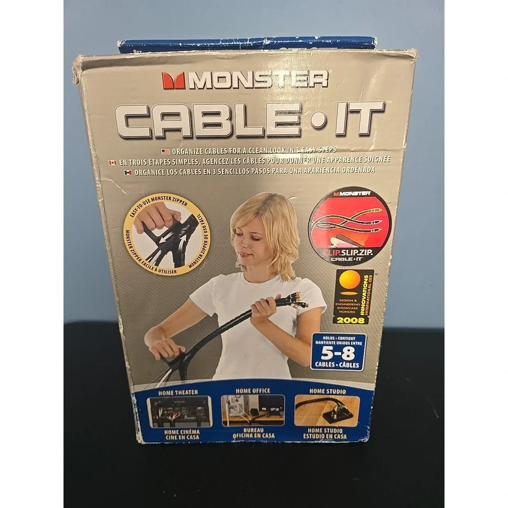NEW‎ Monster Cable 129703-00 8-Ft Cable-it CIT MBK-8 Black Cable Management Kit