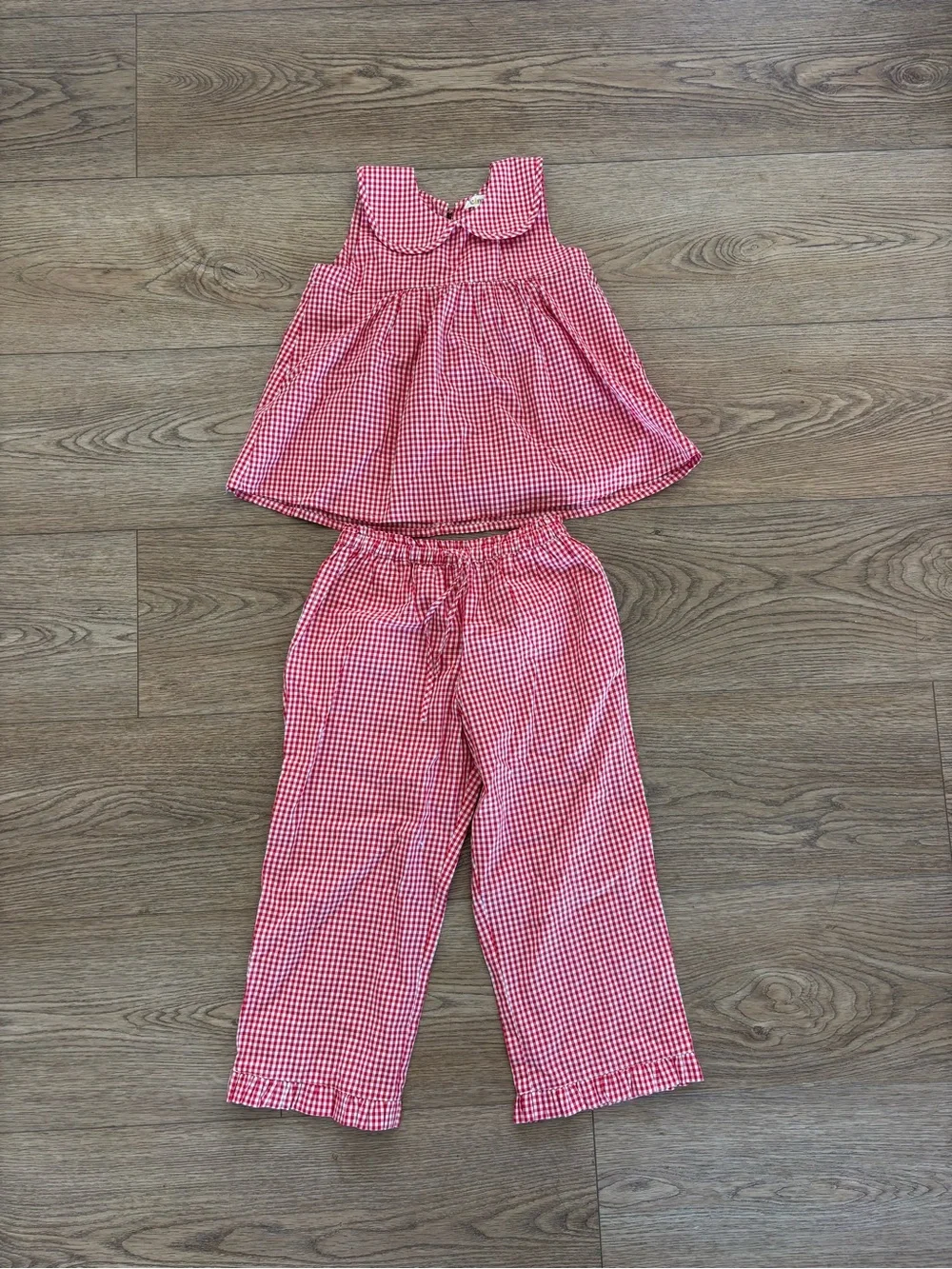 Spilled Milk Elma Girls' Red Gingham Two-Piece Set