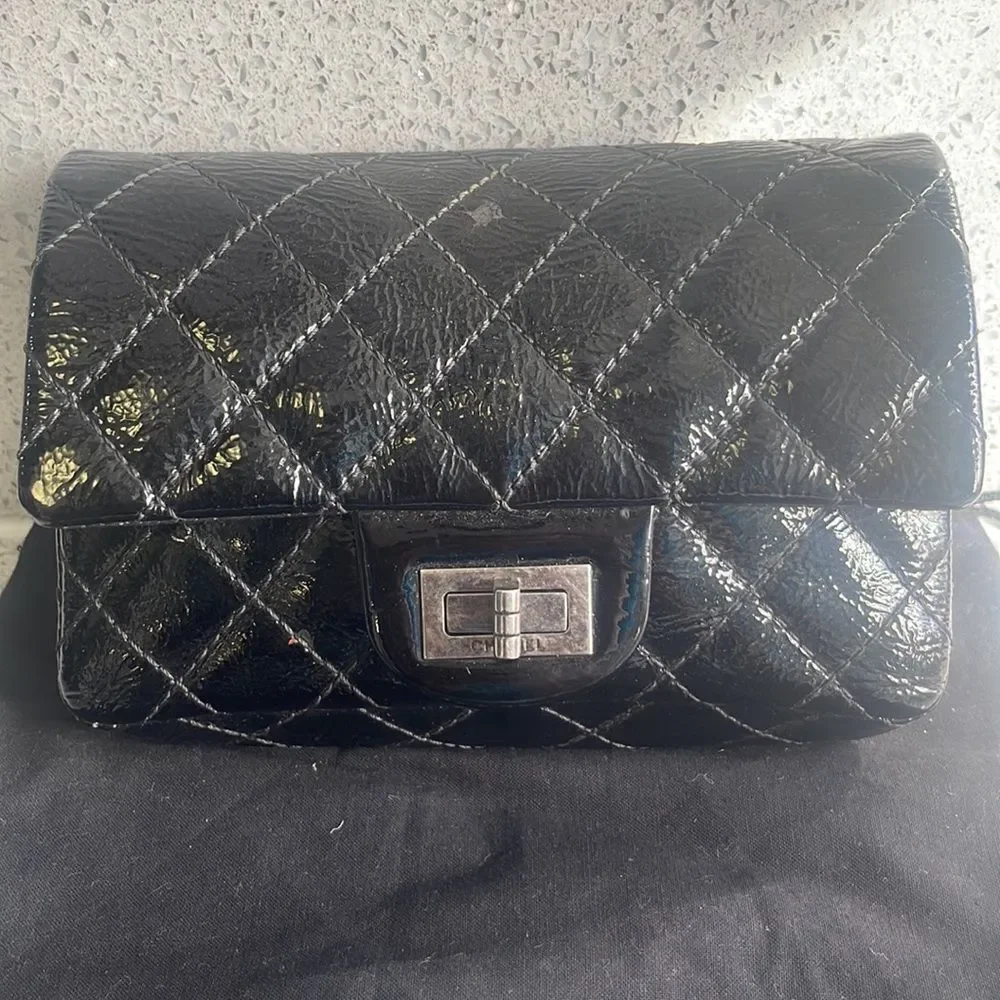 Chanel Reissue Patent Clutch‎ Double Flap