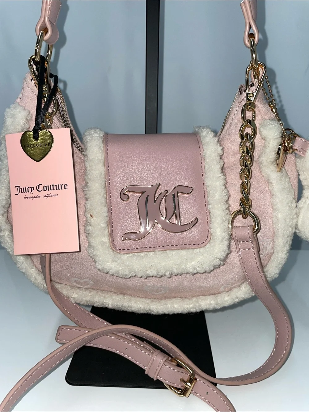 JUICY COUTURE DUSTY BLUSH CRYSTAL SNUGGLE HOBO BAG FTL-08-186