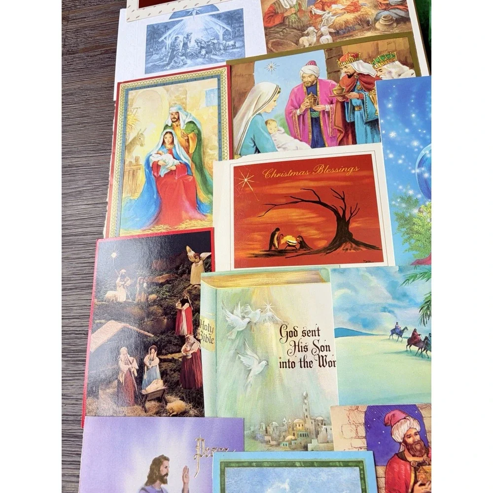 Vintage Christmas Cards Fronts ONLY Nativity Scrapbooking Crafts Lot of 50+