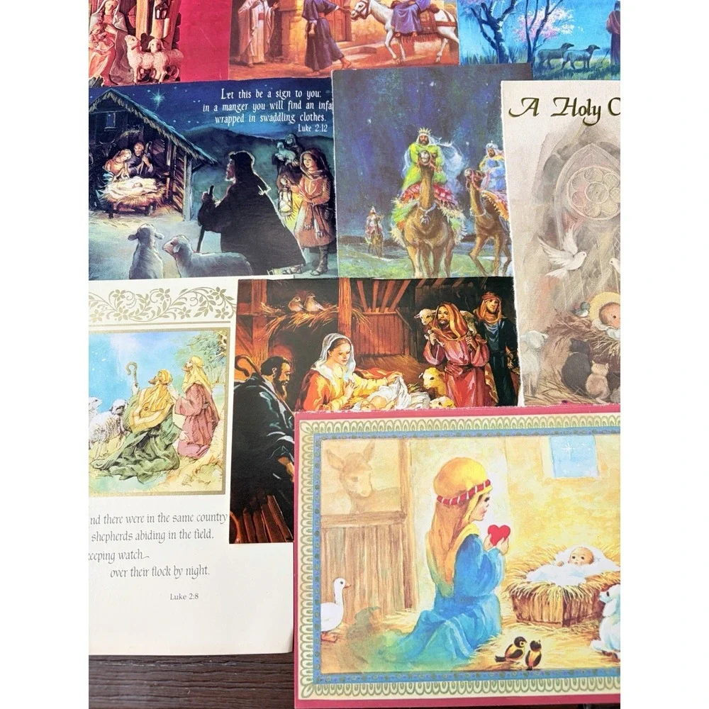 Vintage Christmas Cards Fronts ONLY Nativity Scrapbooking Crafts Lot of 50+