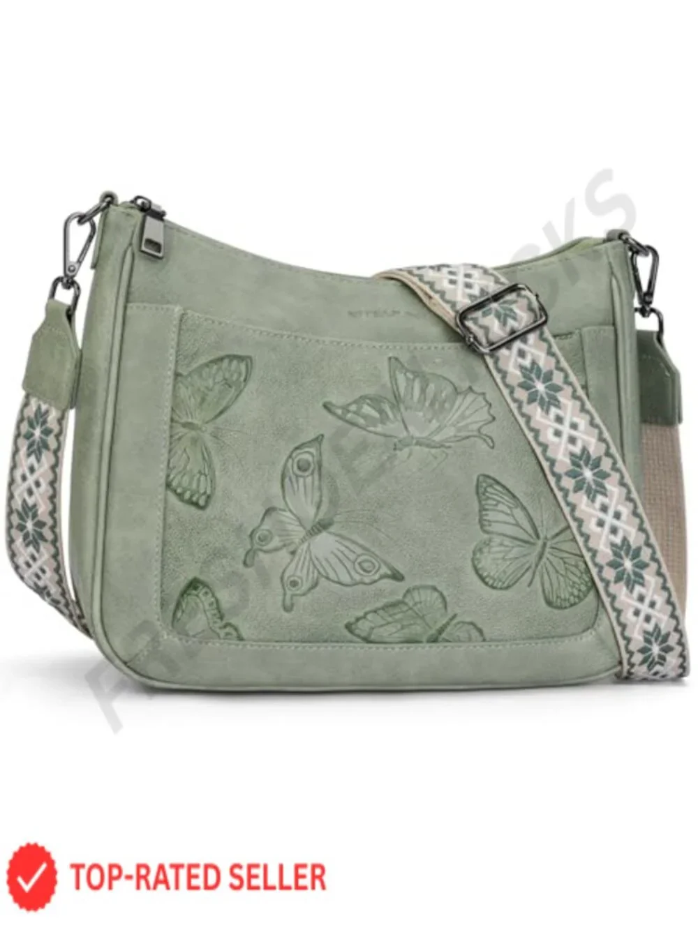Vegan Leather Butterfly Hobo Crossbody Bag Women Shoulder Purse Handbag