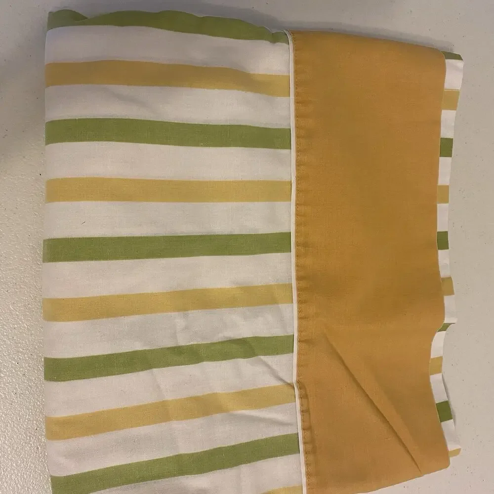 VTG Cotton Blend Full Size Flat Sheet Strips Cottagecore Home Collection 80x90”