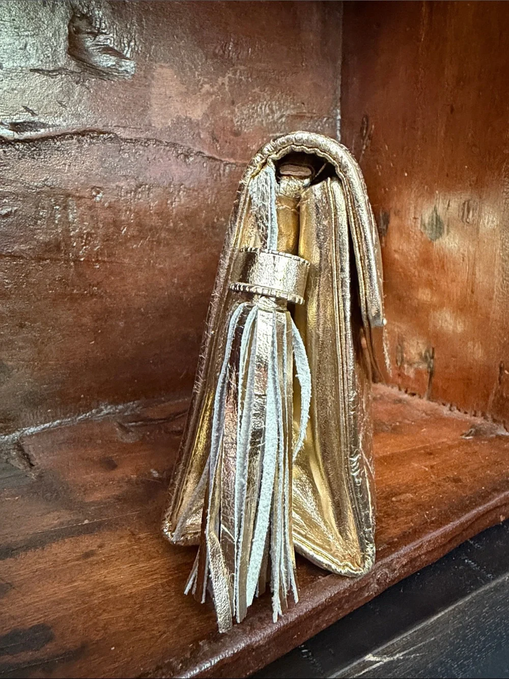 Vintage Jay Herbert Quilted Metallic Clutch - Gold with strap