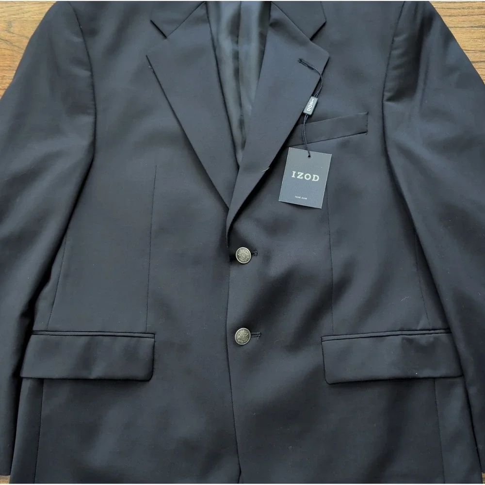 NWT IZOD Men's 38S Navy Blue 100% Wool Blazer Sport Coat Union Made Canada