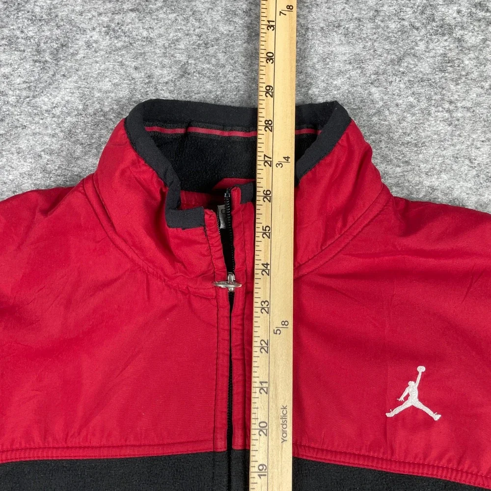 Jordan Fleece Jacket Mens L Black Red Full Zip Colorblock Jumpman Mock Neck