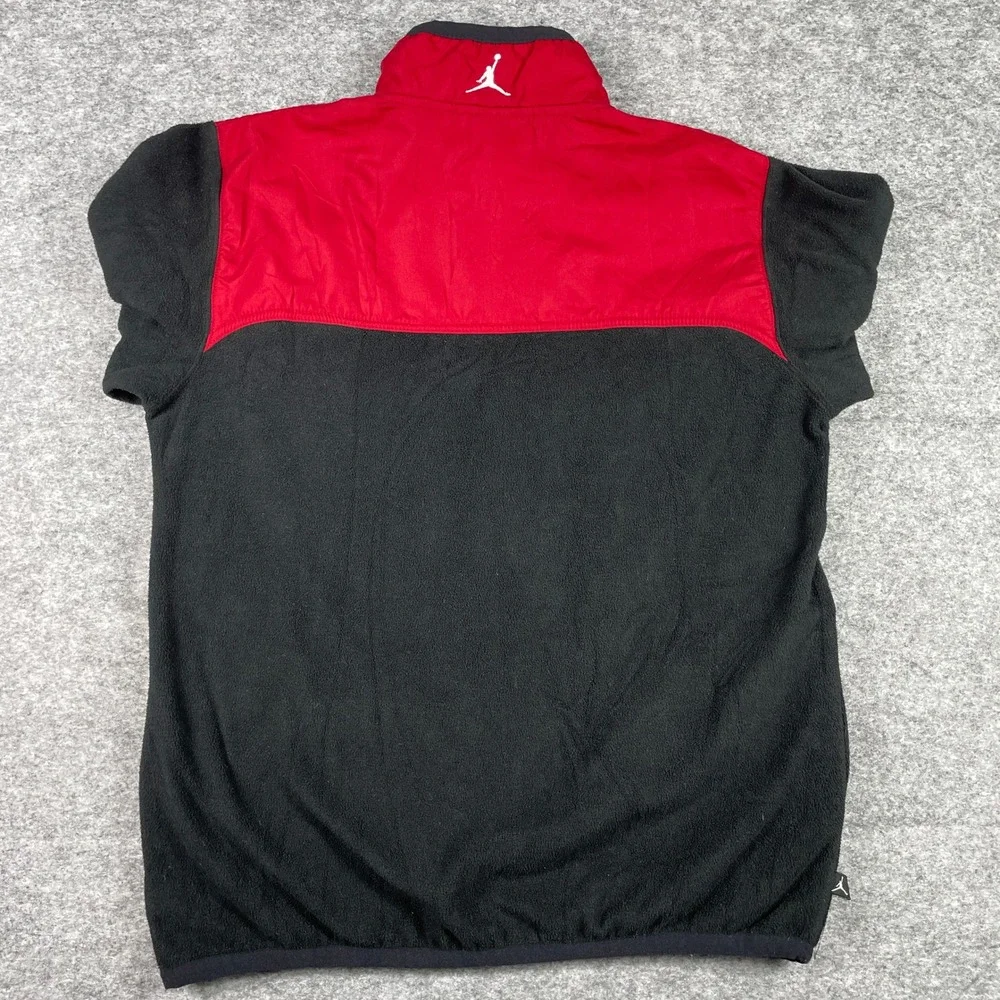Jordan Fleece Jacket Mens L Black Red Full Zip Colorblock Jumpman Mock Neck