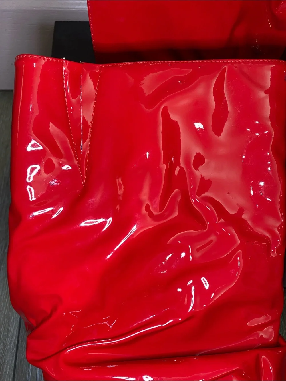 Red Patent Over-the-Knee Slouch Boots