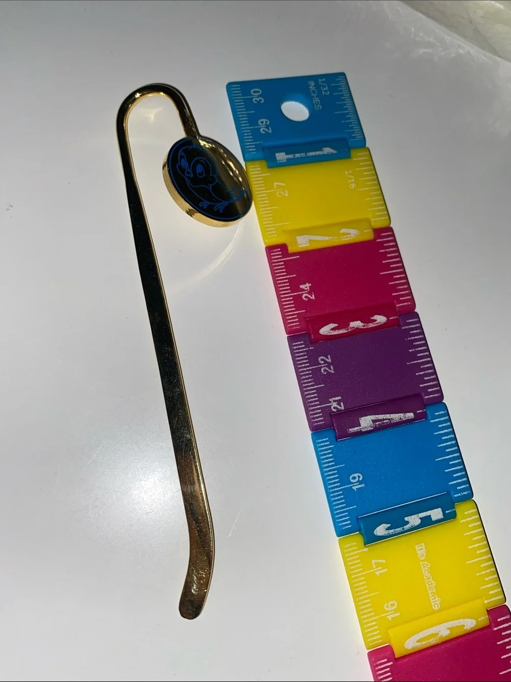 Gold Bookmark with Blue Enamel Accent - Women Accessories