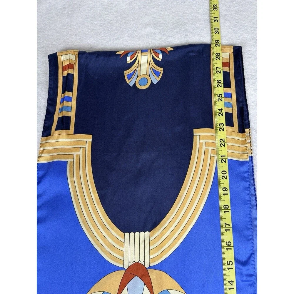 M Frey Wien Silk Scarf Vintage Made In Italy 13 X 58 Egyptian Revival Vivid