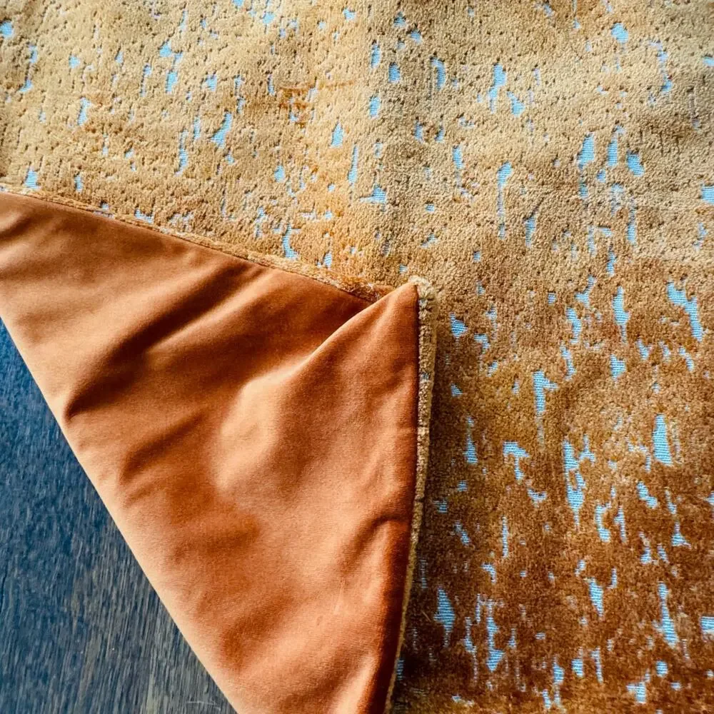 Set of 2 Burnt Orange Textured Velvet Square Mod Minimalist Pillow Covers 23x23