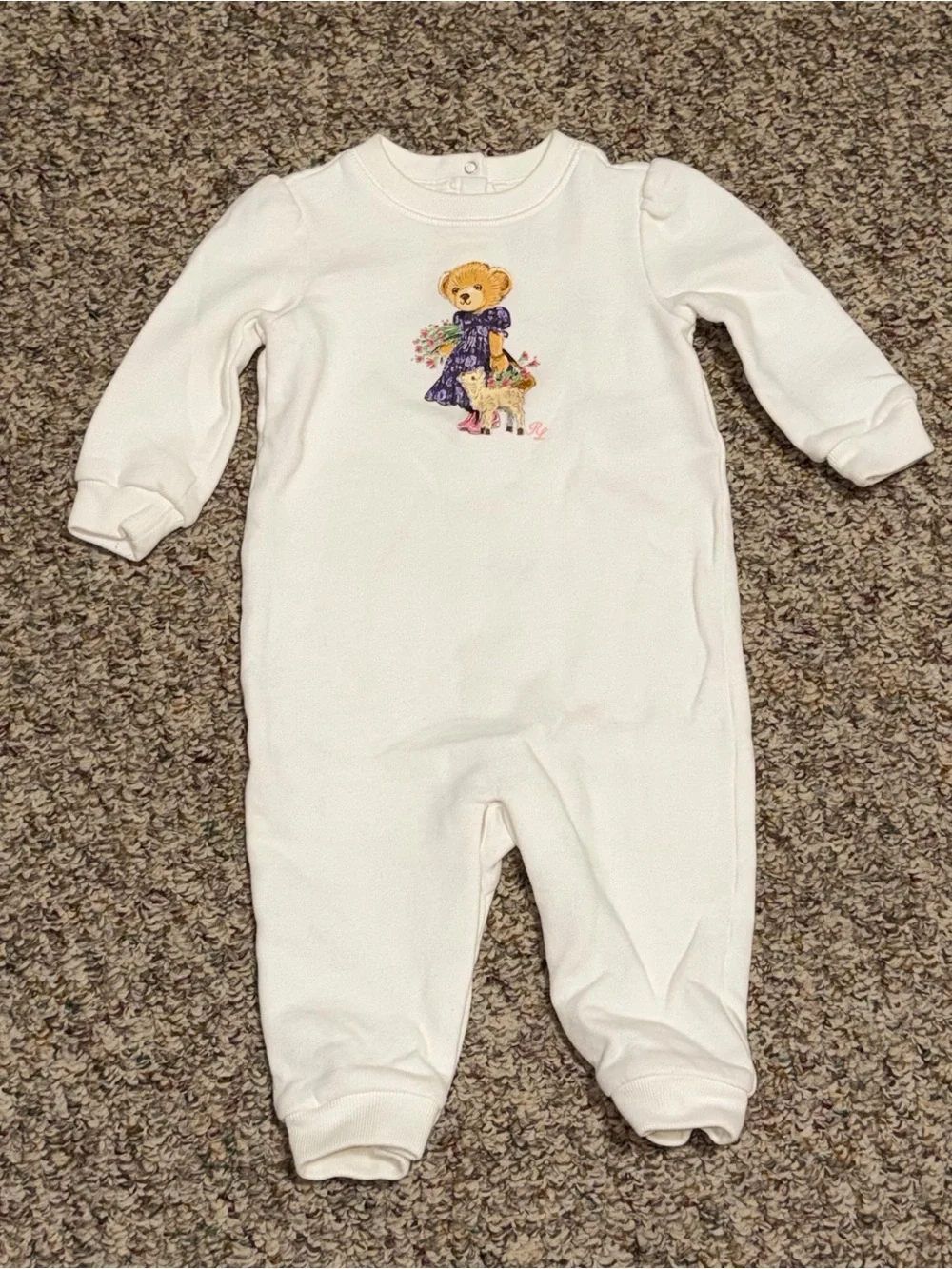 Ralph Lauren girls 9 months romper White Romper with Bear graphic one piece