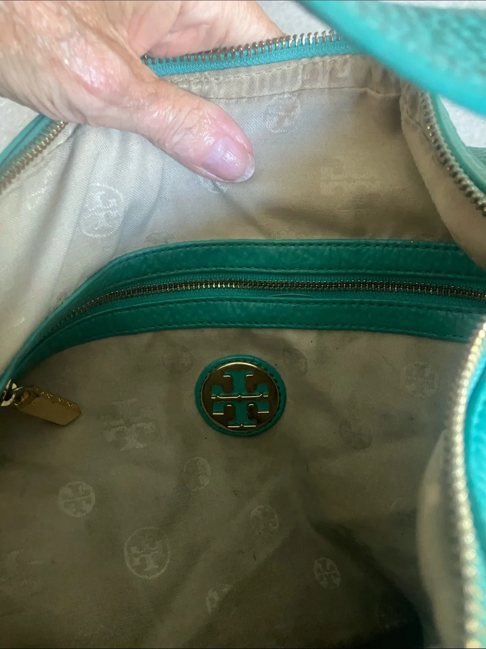Tory Burch Amanda Crossbody turquoise  blue Hobo Large Bag