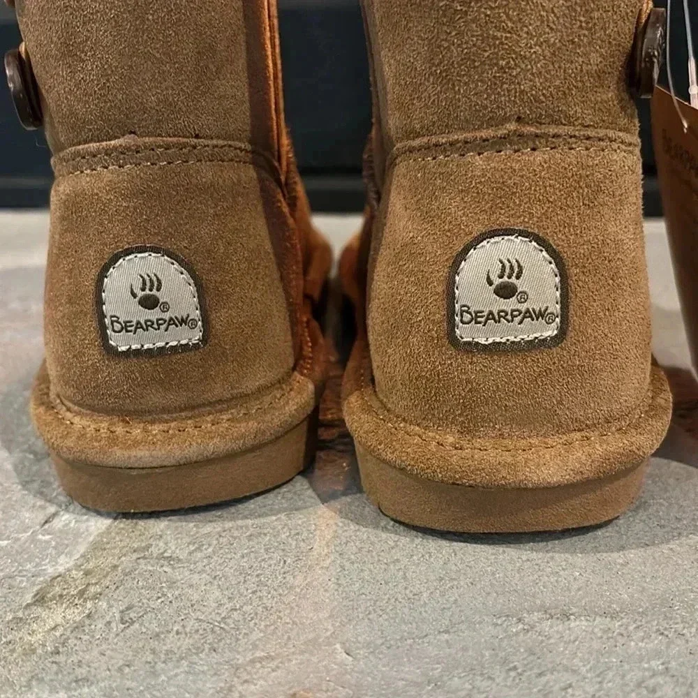 BEARPAW Rosaline Suede upper,sheepskin & wool blend lined,TPR outsole booties