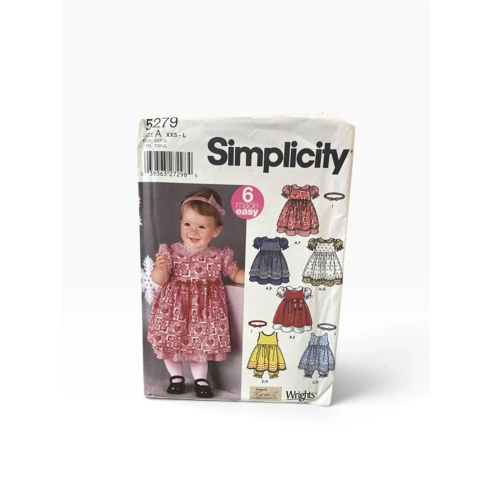 Simplicity Sewing Pattern 5279 Babies Size A XXS-L Multi Dress Romper Vintage