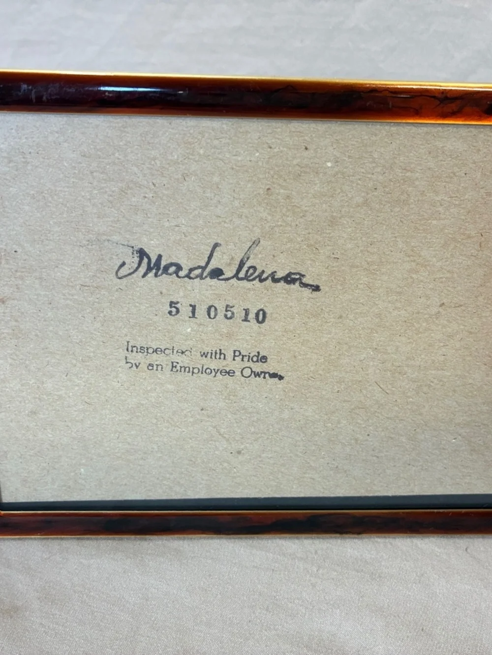 Vintage Madelena Tortoise Shell lacquer Style Picture Frame