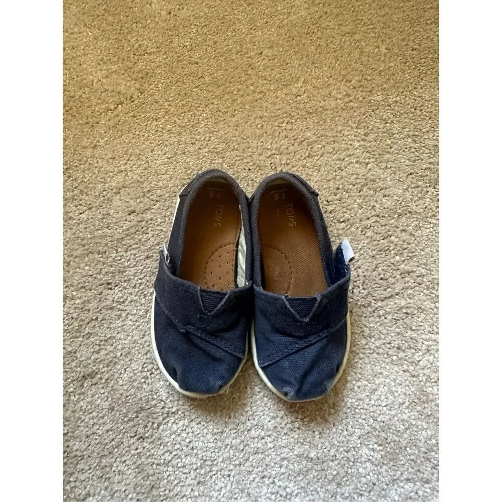 TOMS Alpargata Canvas Navy Blue Shoes - Toddler 5