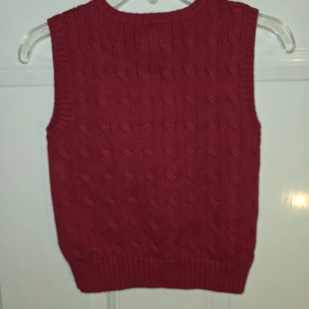 POLO By Ralph Lauren Size 4 Toddler Boys Red Sweater Vest Cotton & Blue Pony