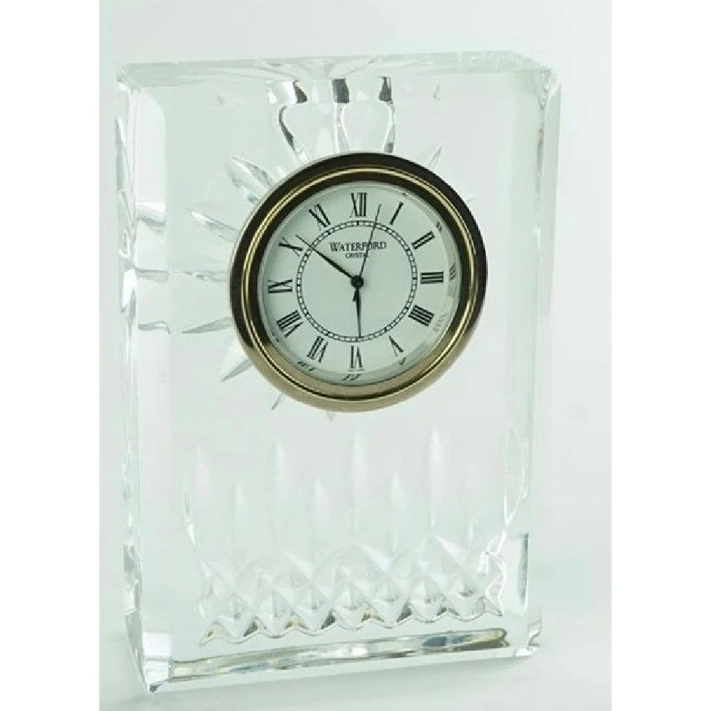 Waterford Crystal Heirloom Collection Desk Clock Roman Numeral Gold Tone Bezel