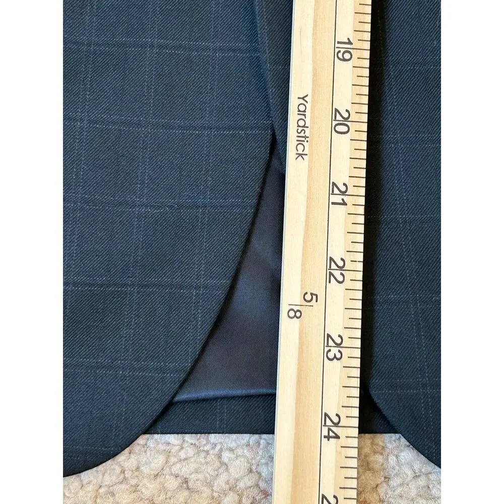 Lauren Ralph Lauren Boys 14R Windowpane Plaid Blazer Sport Coat Dark Gray