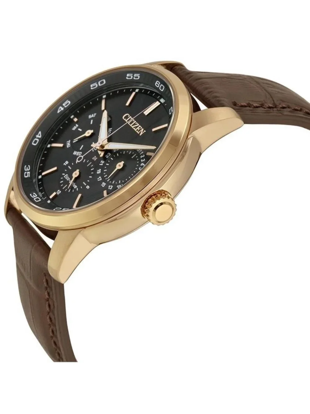 NWT Citizen Dress Eco-Drive Black Dial Brown Leather Men's Watch