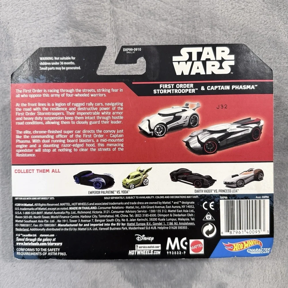 Hot Wheels Star Wars 2 Pack Stormtrooper Captain Phasma DXP99 Character Cars New