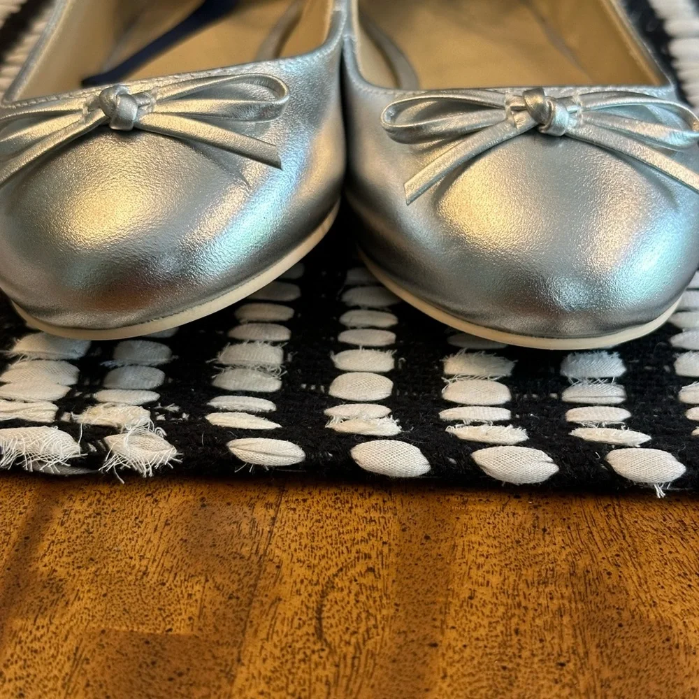 JANIE and JACK METALLIC ANKLE STRAP BOW BALLET FLAT
