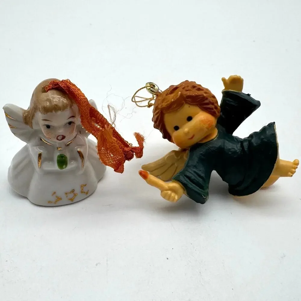 Vintage Christmas Tree Ornaments Lot 7 Angels Elf Mouse Bear Turtle Japan