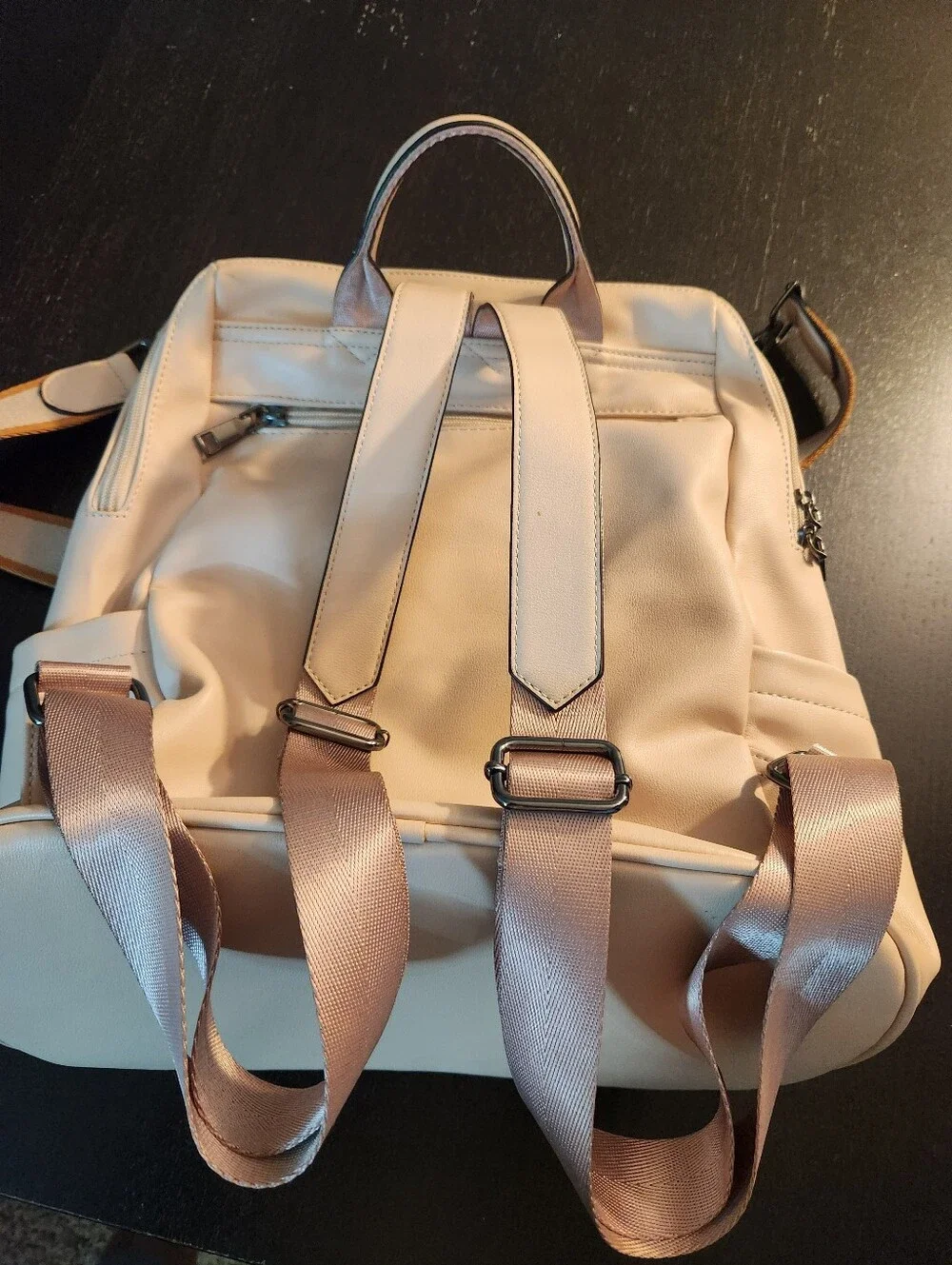 Women’s Pink Vegan Faux-Leather Purse Converts To Backpack with Tassel Accent