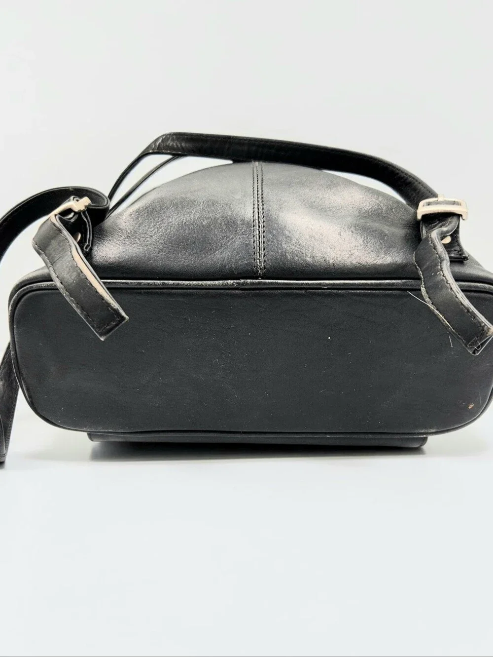 Tano Black Leather Backpack Unisex Medium Y2K Minimalist Capsule Wardrobe Bag