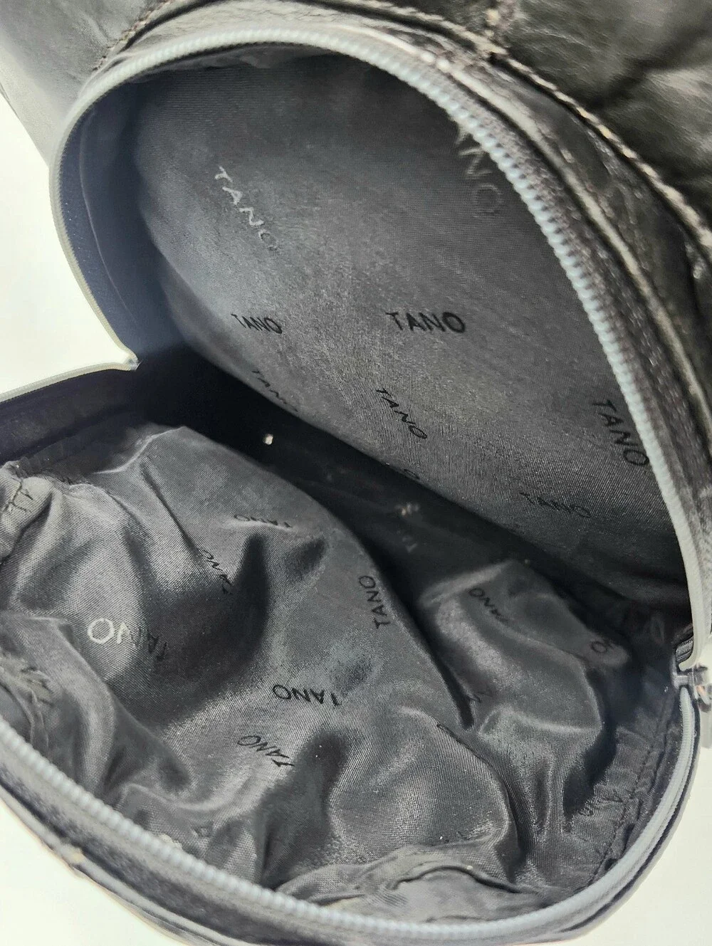 Tano Black Leather Backpack Unisex Medium Y2K Minimalist Capsule Wardrobe Bag