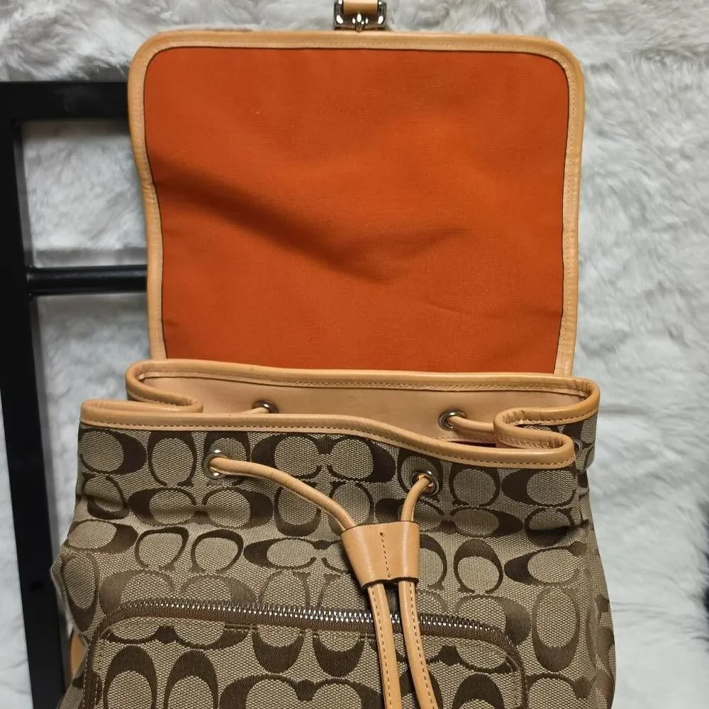 Coach Signature C canvas and leather drawstring backpack