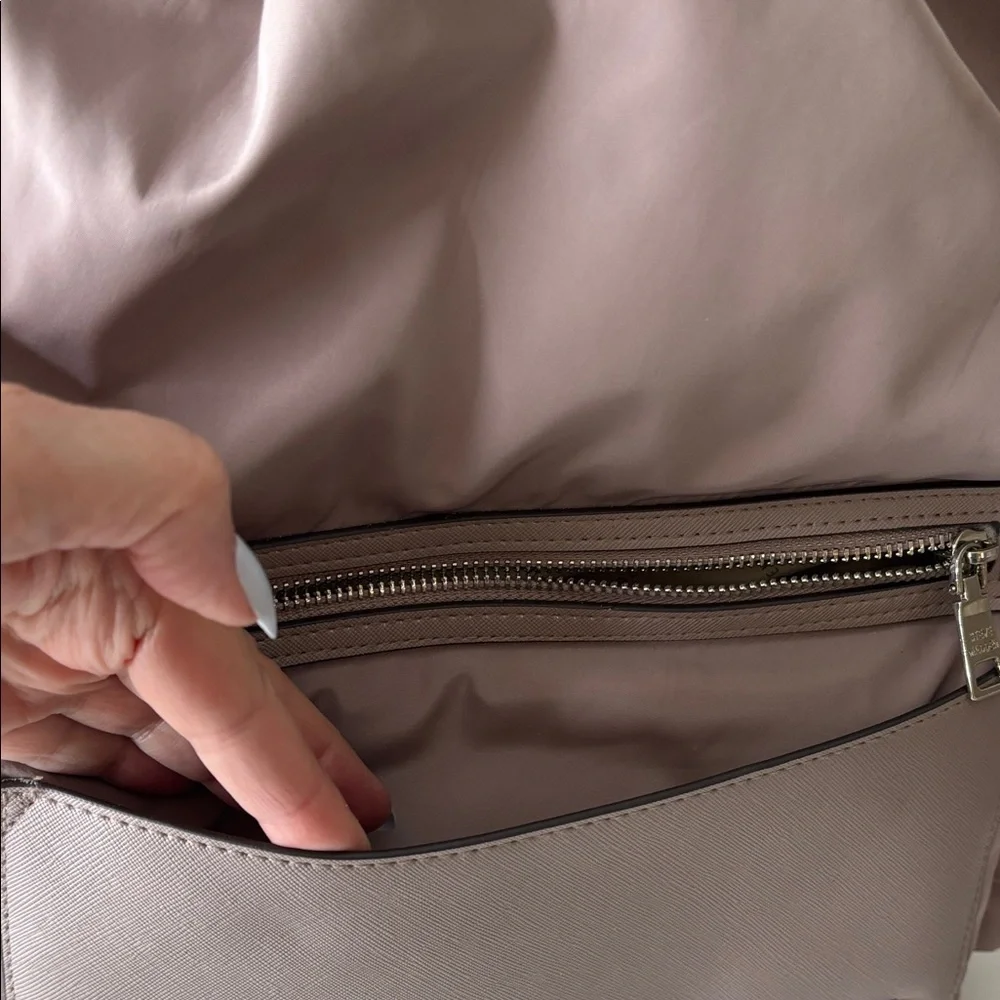 Steve Madden Tan Nylon Backpack with laptop pocket and detachable cosmetic bag
