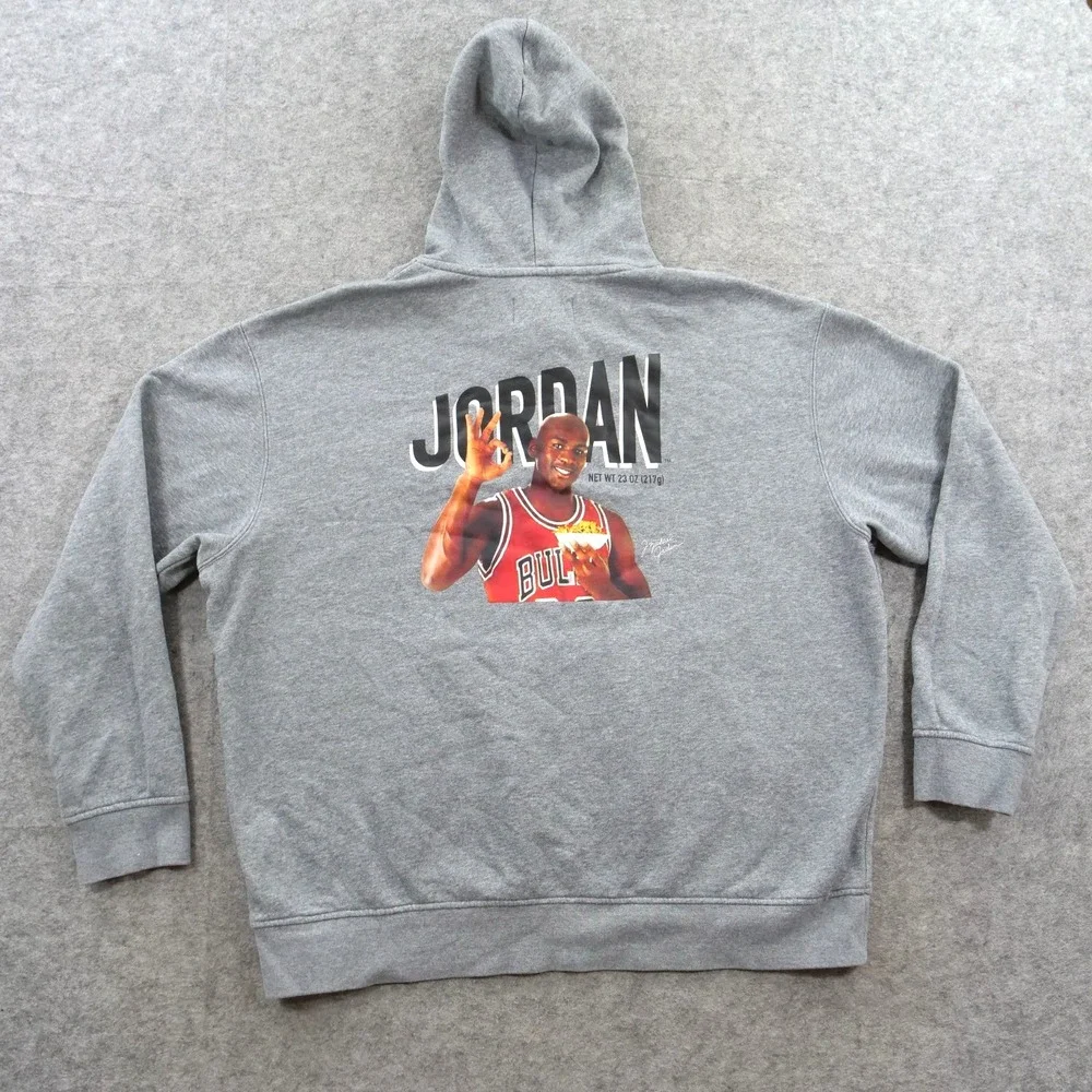 Jordan Hoodie Sweatshirt Mens Extra Large Gray Nike Jumpman Sleeve  Fleece DV759
