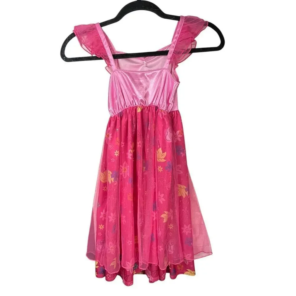 Disney Princess Pink Dress Kids Size 6 Nightgown Costume Jammies Floral Mesh