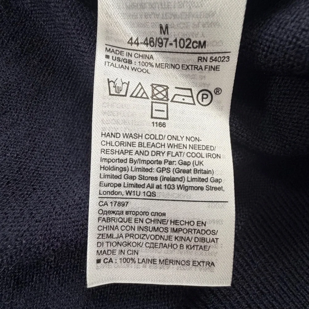 Banana Republic Sweater Mens M Navy Blue Italian Merino Wool Crew Neck Baruffa