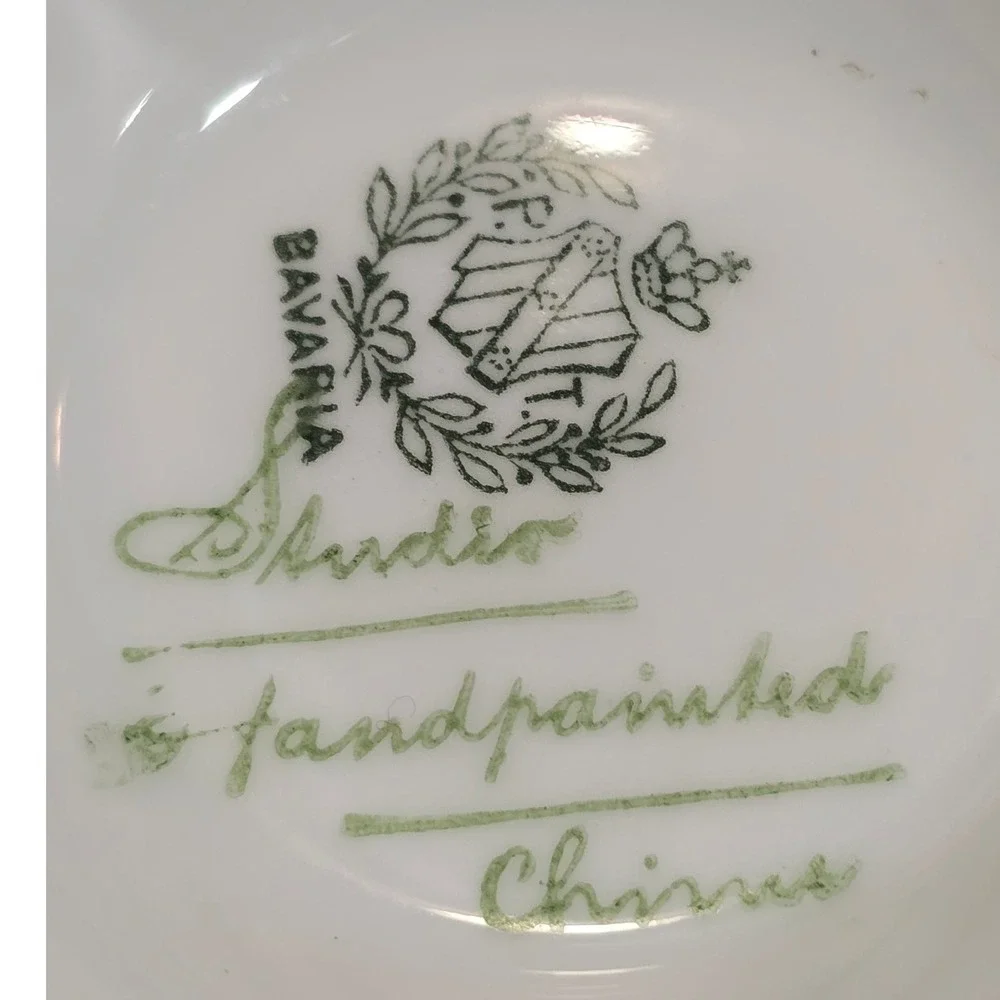 Vintage PT Bavaria Hand Painted Forget Me Not Porcelain‎ Candy Dish Signed Rösch