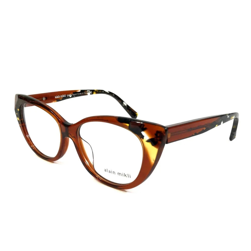 Alain Mikli Eyeglasses Frames Coralti A03142 006 Brown Yellow Mosaic 52-15-145