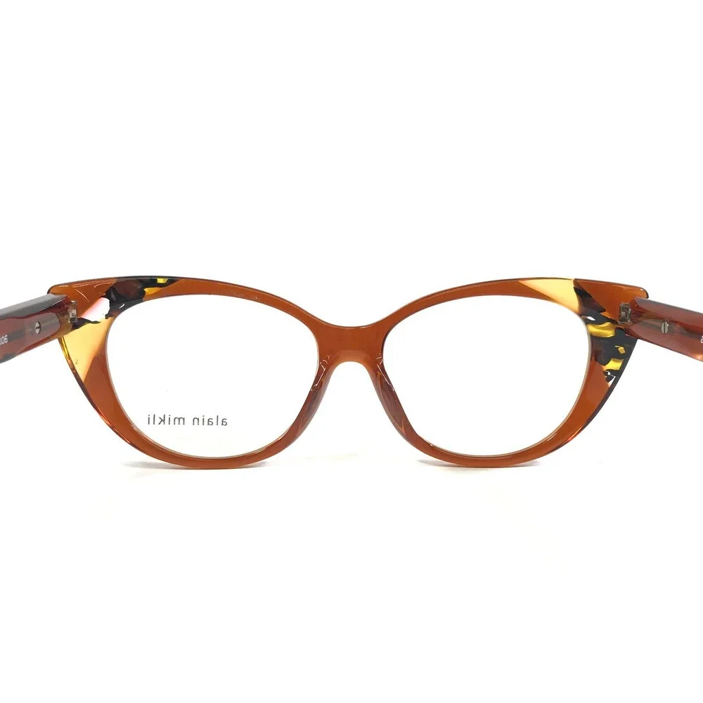 Alain Mikli Eyeglasses Frames Coralti A03142 006 Brown Yellow Mosaic 52-15-145
