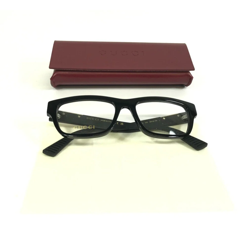 Gucci Eyeglasses Frames GG2091O 005 Shiny Black Rectangle Full Rim 55-18-150