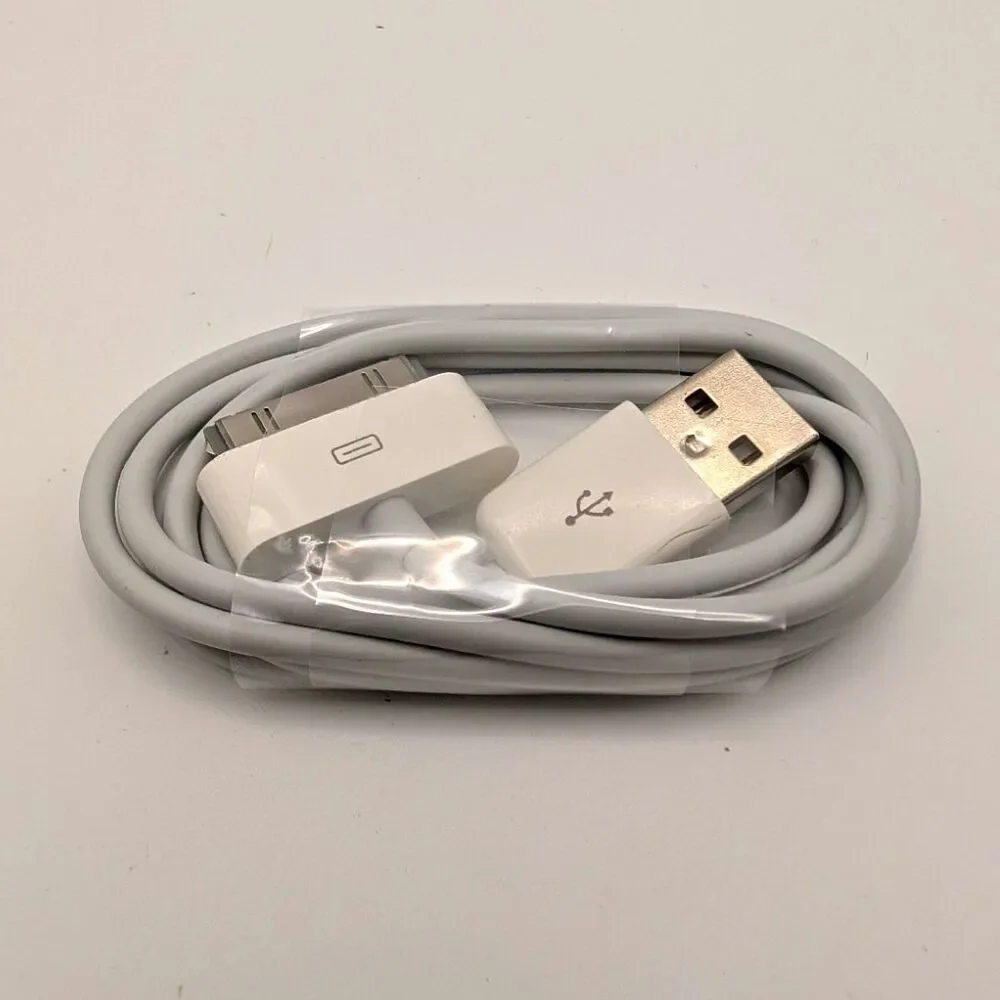 Gray USB 2.0 to 30-Pin Charge & Data Sync Cable, 1-Port Plastic Plain 3' long.