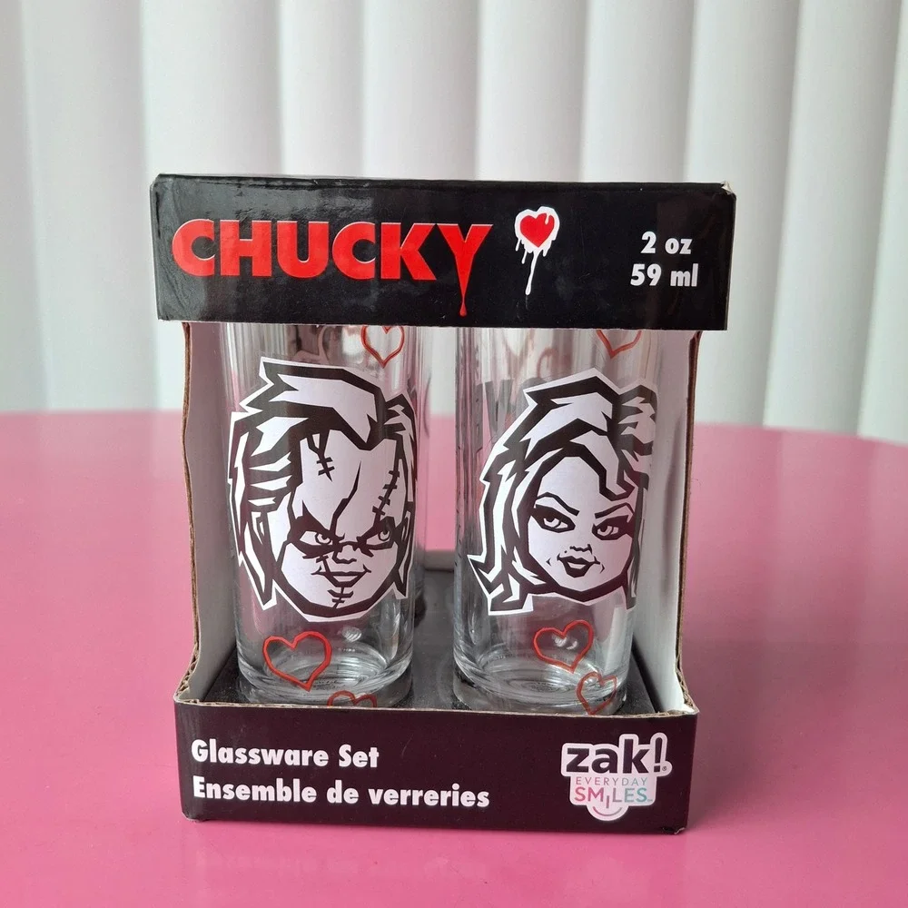 Zak Designs Chucky & Tiffany 2oz Shot Glass Set of 4 Horror Movie Child's Play