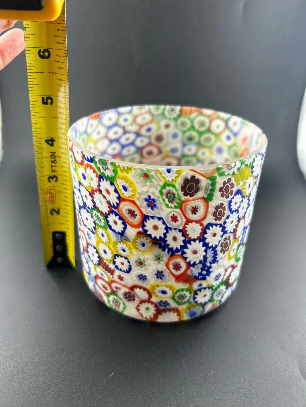 VTG Murano Millefiori Glass Tumbler Vase-Fratelli Toso Italian Art Glass