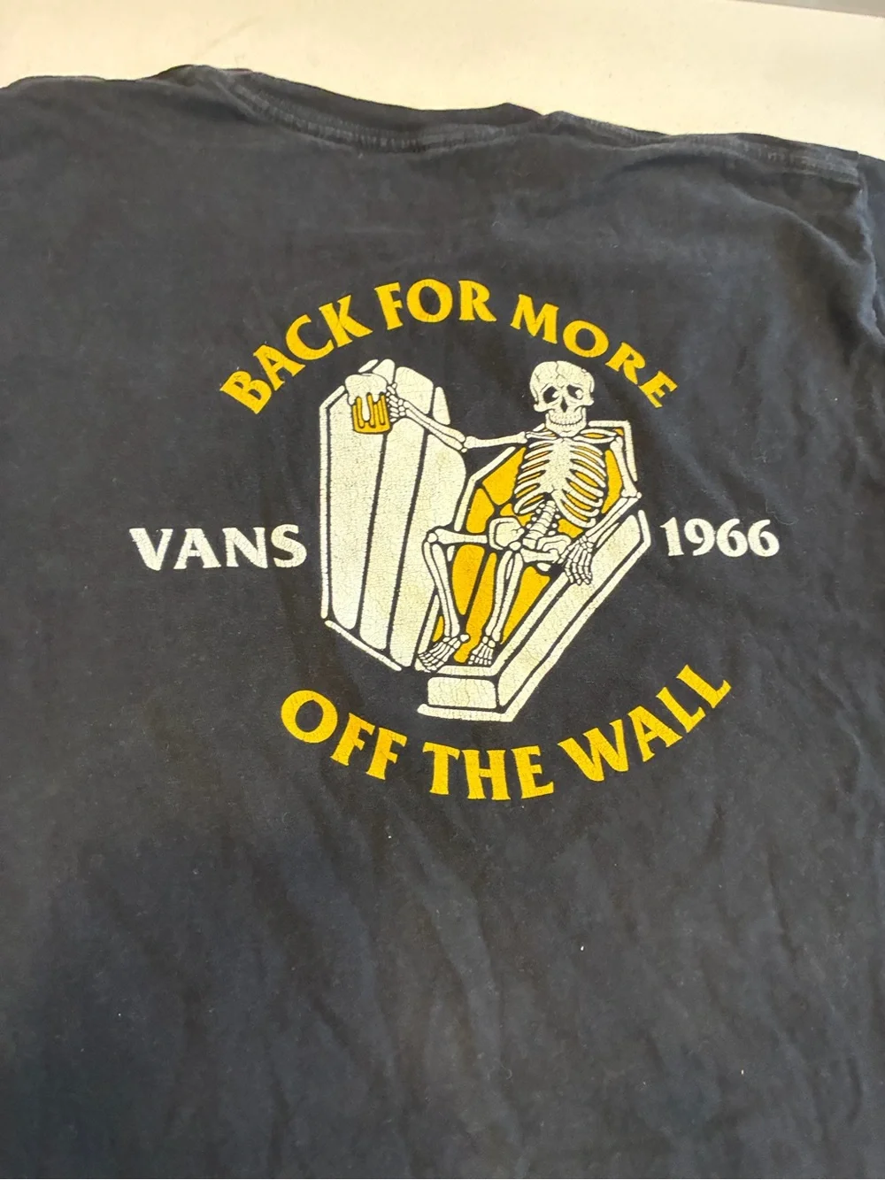 VANS Men's M Black Classic Fit Cotton Knit Skeleton Graphic Crew Neck Tee Size M