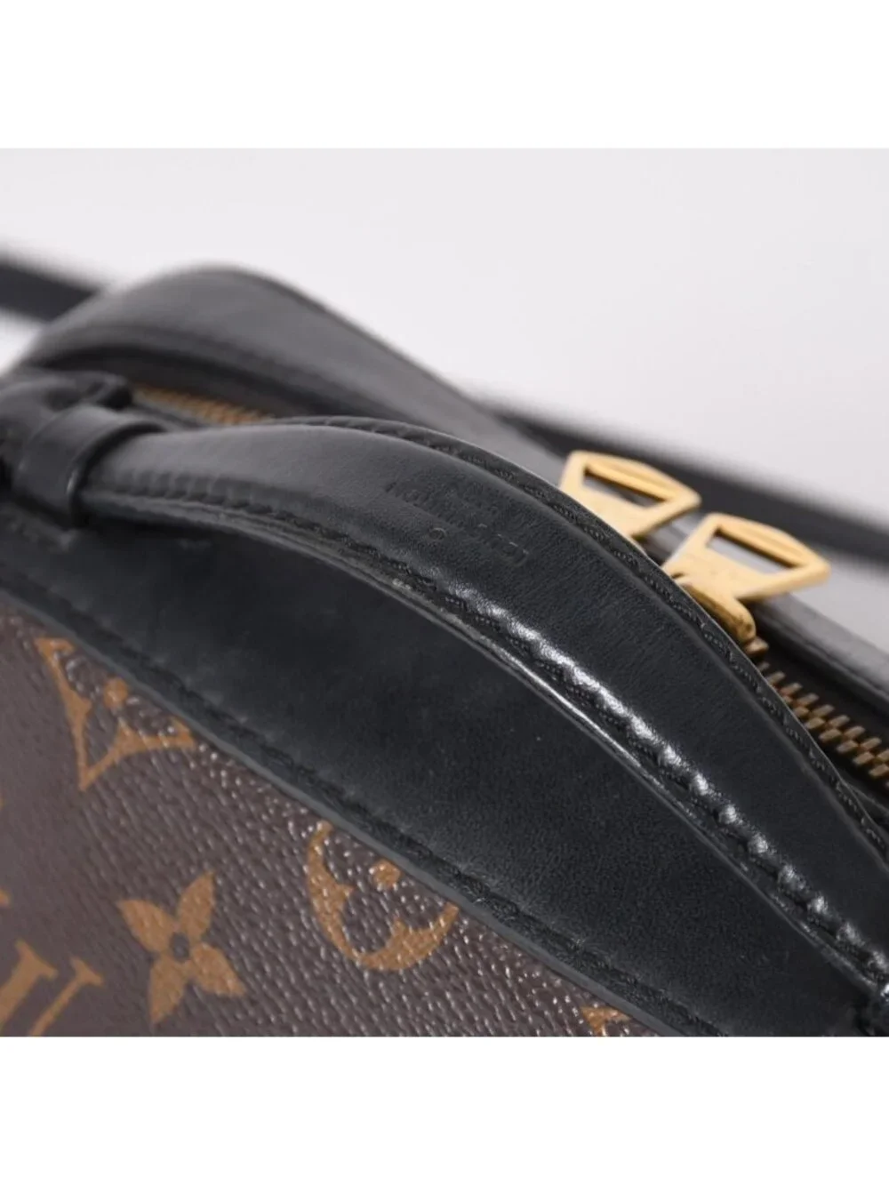 Louis Vuitton Saintonge Shoulder Bag Monogram Canvas Noir Calfskin Double